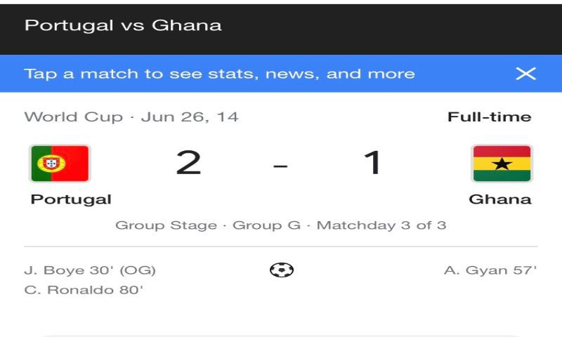 Soi kèo Bồ Đào Nha vs Ghana